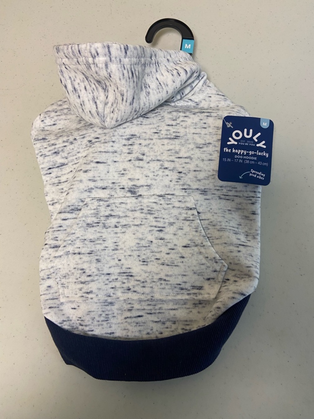 Youly Speckled White & Navy Hooded Dog Sweatshirt
